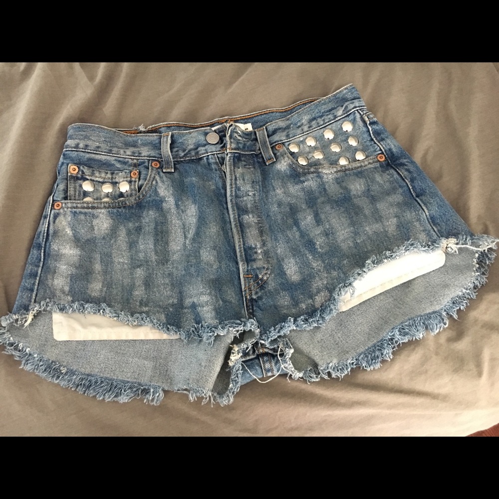 USED Batoko glitter jean shorts sz SM w 32 L 30